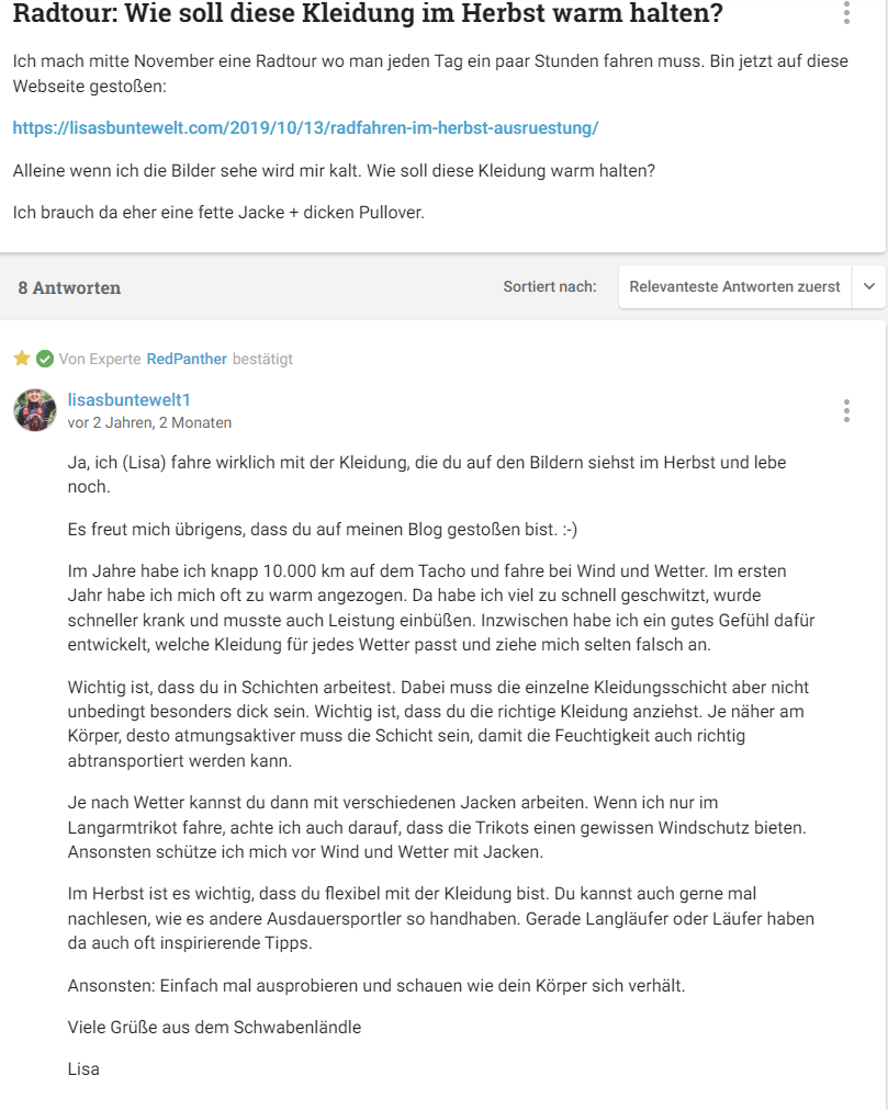 Backlink in einem Forum erhalten.