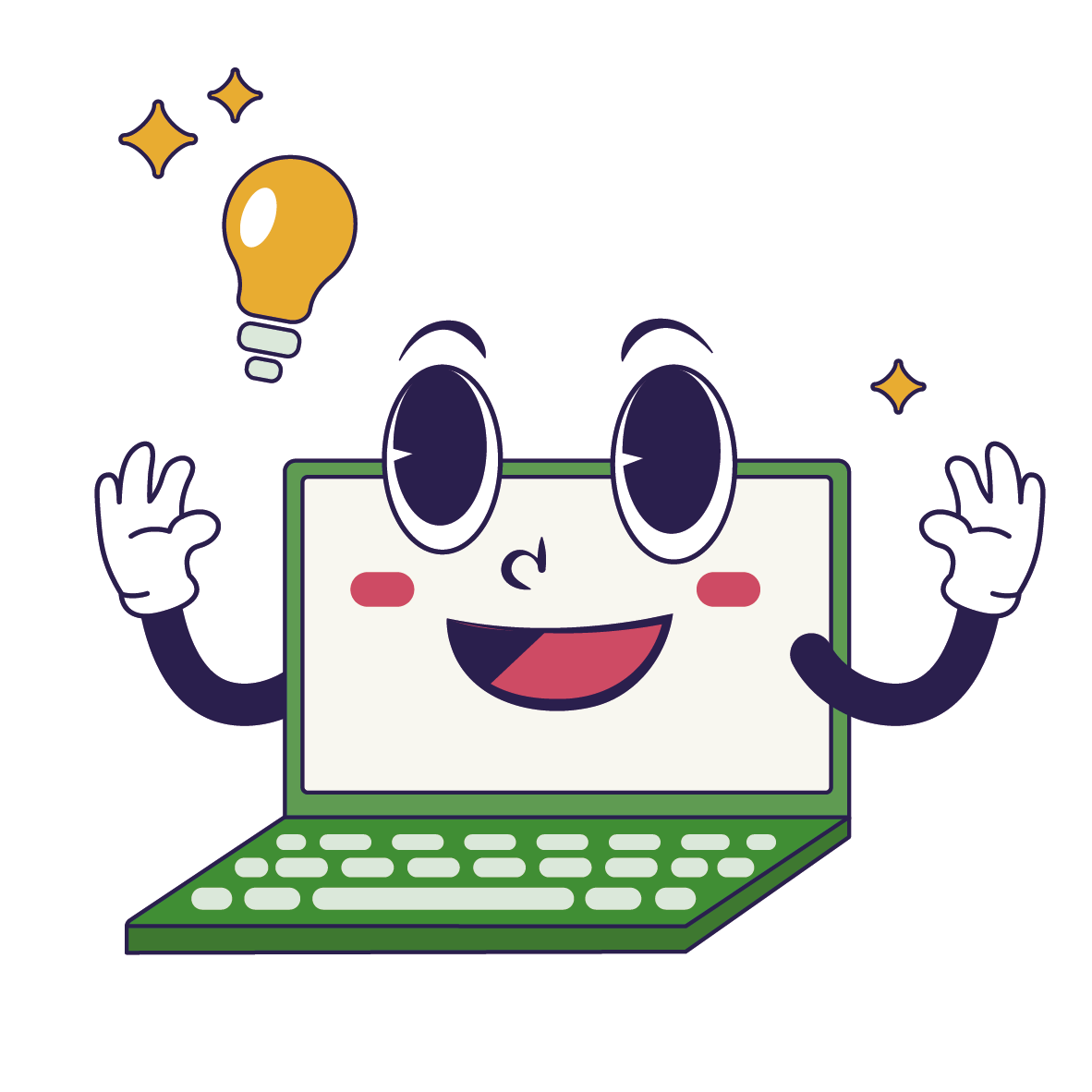 Laptop mit Glühbirne