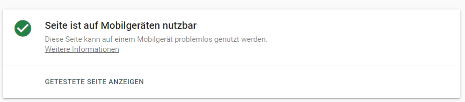 Seite ist auf Mobilgeräten nutzbar - kostenloser Test von Google.