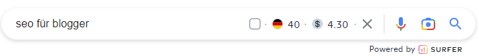 SEO für Blogger hat ein geschätztes Suchvolumen von 40 im Monat.