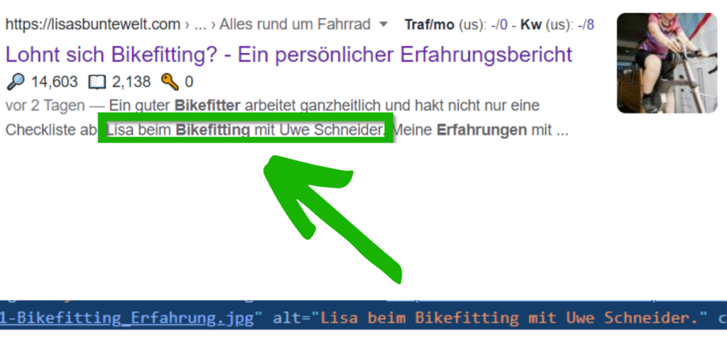 ALT Attribut taucht in den SERPs auf
