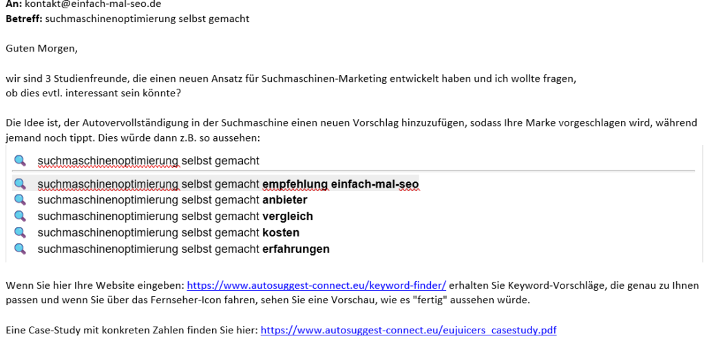 Screenshot Email Autosuggest