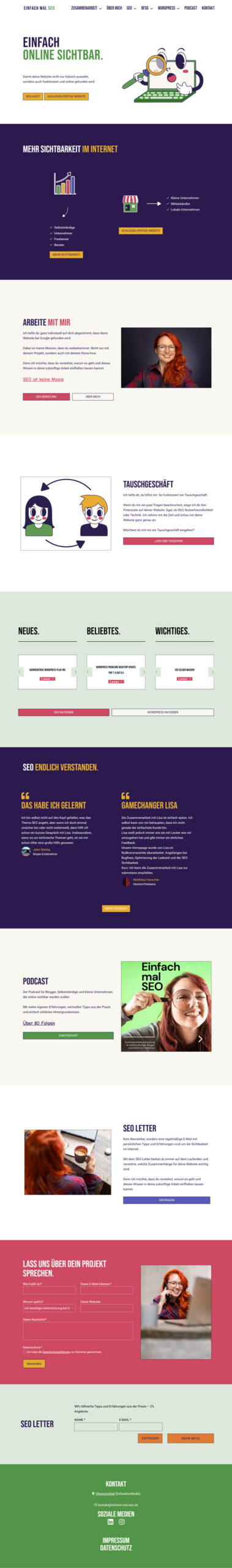 Screenshot der Einfach mal SEO Startseite